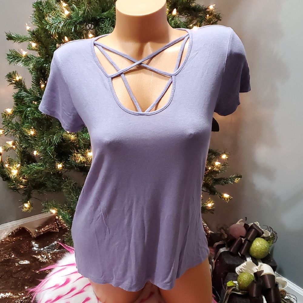 The Cozy Tee caged super soft top blouse S NWOT